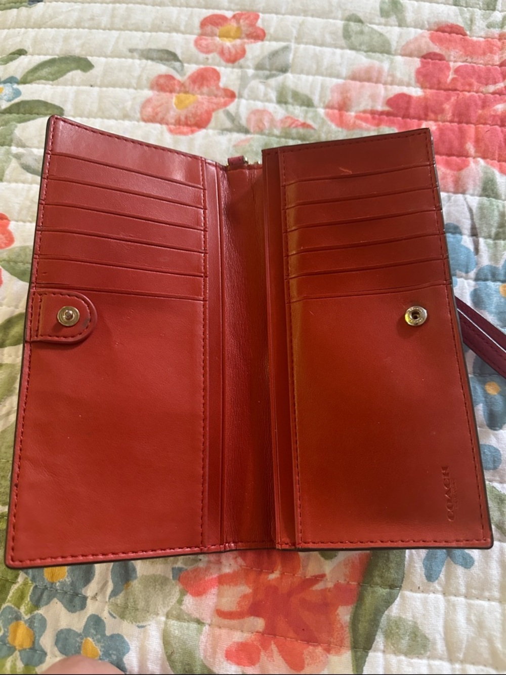 Coach Pebbled Leather Wristlet in Fuchsia Pink - Picture 3 of 4